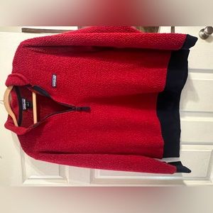 Patagonia fleece, red/ navy, women’s larger, worn once or twice